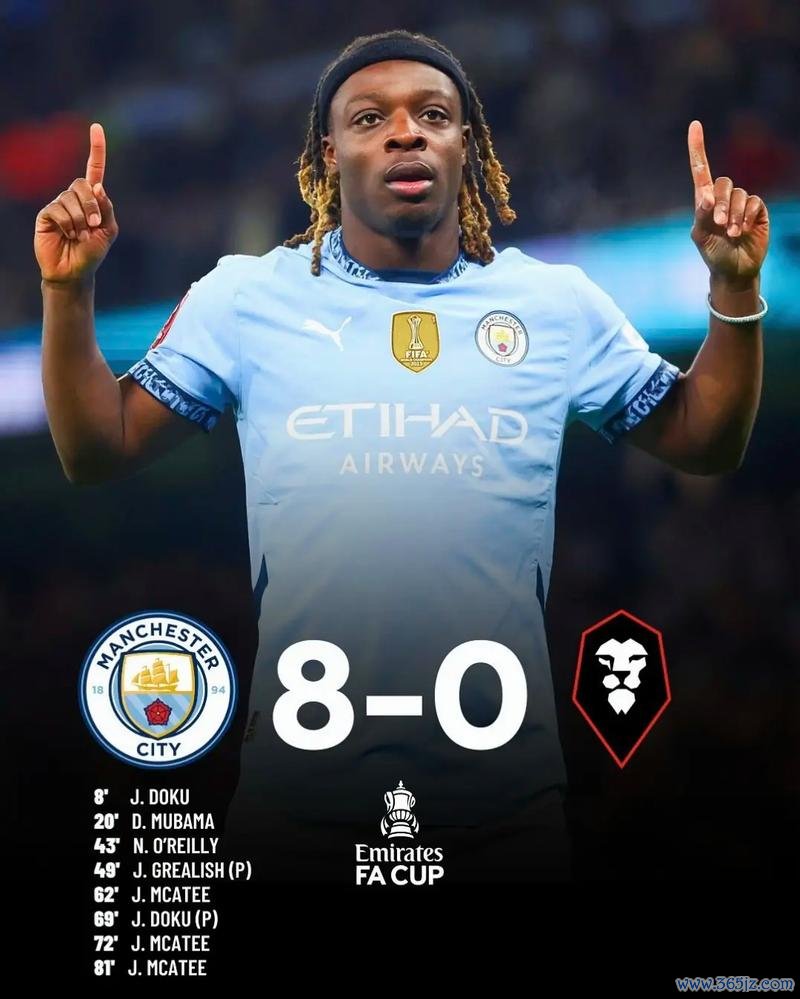 足总杯-麦卡蒂上演帽子戏法,格拉利什建功,曼城8-0大胜 足总杯-麦卡蒂上演帽子戏法,格拉利什建功,曼城8-0大胜